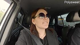 Hot Blowjob in Car, Then Pegging Public, Bitch Moans Loud!