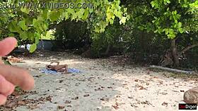 Man, this voyeur jerking off to busty milf and stepdaughter is wild! 😲