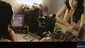 curvy euro babe strips down to bare shaved skin while prepping