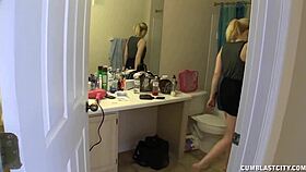 Naked Teen In Bath Tub Receives Handjob Leading To Cumshot Explosion