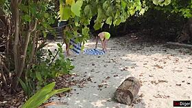 Man, this voyeur jerking off to busty milf and stepdaughter is wild! 😲