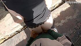 Hot Blowjob in Car, Then Pegging Public, Bitch Moans Loud!