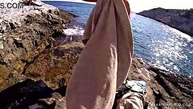 bbw shows off hairy pussy while walking nude in public spots