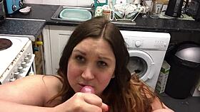 Curvy Candy performs blowjob and receives facial in BBW video