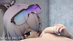 Silver Wolf Caught Giving Footjob And Blowjob