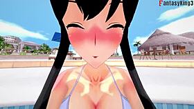 yor forger in bikini gets drilled at pool in spy x family fantasy.