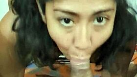 latina wife gives blowjob to lucky follower