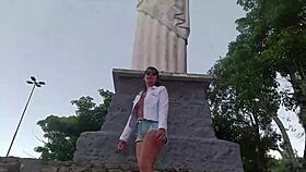 gostosa with gorgeous tits having wild sex and showing off at famous brazilian tourist spot