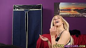 Clothed babe gets spermed hard!