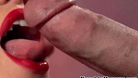 Massage slut Kagney Linn Karter deepthroats oiled cock in heels and gags