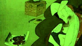 Vintage erotic illustration depicts antique anime hentai cartoon in detailed retro style