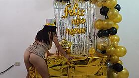 Busty executive fantasizes about sex at work