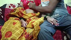 Yellow saree clad bhabhi gives PLEASURE to her devar on the ranch.