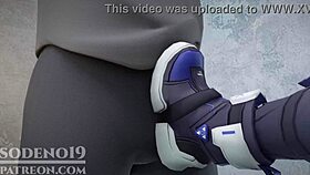 Silver Wolf Caught Giving Footjob And Blowjob