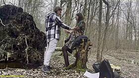 Wow, busty girl gets roughly slammed deep in the forest!