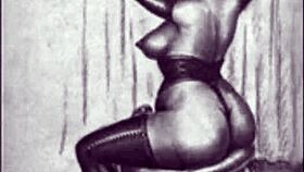 Vintage cartoon art explores antique erotic themes in anime style.