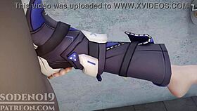 Silver Wolf Caught Giving Footjob And Blowjob