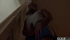 Watch these two old men pound that petite teen's tight holes?