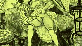 Vintage cartoon art explores antique erotic themes in anime style.