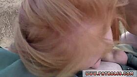 Police oil orgy with redhead teen showcasing her pointy tits 😏 outdoor facial fun!