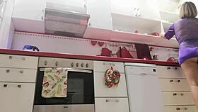 hey stepson, spying on stepmom in the kitchen, wanna see under my skirt?