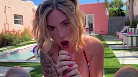 Blonde sis asked for help on vacation