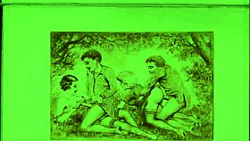 Vintage cartoon art explores antique erotic themes in anime style.