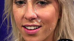 British blonde babe, why so messy with that facial cumshot?