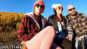 Polyamorous babes share sauna massages together