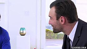 jennifer white gives blowjob to husband in doggystyle position