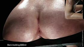 Bound in bondage, she receives an enema in this BDSM scene