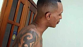 Two construction workers fuck hard in the locker room after work