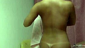 Hey, wanna see Rumina Sena play with her big tits and dildo after a workout?