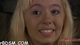 Chick shackled in rough competition sucking hard