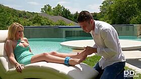 Foot Fuck Under The Sun Douses Leggy Babe Karlie Simons With Loads Of Cum