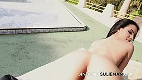 beautiful brazilian brunette loves rough desert pool banging