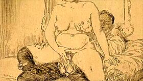 These vintage erotic drawings come from an antique anime collection.