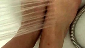Hungarian Babe Sheds Nylon for Steamy Shower Footjob