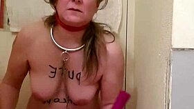 Slave masturbates hard for bdsm