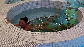 risky flashing n mastubation at public spa center, oops