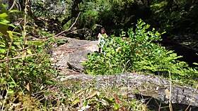 Voyeur stranger shocks naked milf with doggystyle on beach