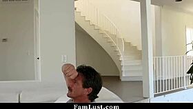 cheating housewife fucks stepson with big cock while husband is busy