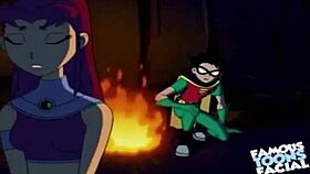 Starfire Feels Intense Passion In Doggystyle With Robin, Ending In Facial
