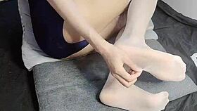 slim gay teen 18+ager enjoys feet fetish with beautiful chinese boy twink femboy
