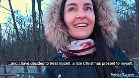 Public Agent: Brunette with NICE NATURAL TITS in Outdoor Action