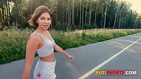 Perfect PAWG roller skating outdoors