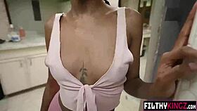 mila mars hits the gym bathroom for a quick workout session