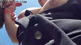 Beautiful Chubby Cutie with Big Tits Gives POV Outdoor Blowjob and Plays with Cum