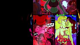 Enjoying a lively cartoon party gathering