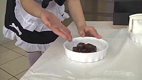 Maid's Emotional Caress of Her Huge Japanese Tits